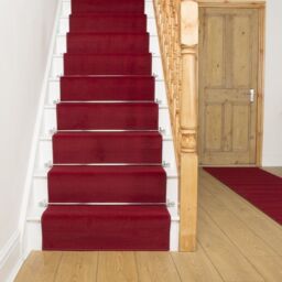 runrug Stair Runner Carpet for Staircases - Soft & Comfy, 9mm - 'Plain' in Red - Size: 70 cm x 540 cm - thumbnail 1