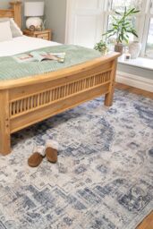 Kukoon Beige Blue Distressed Vintage Medallion Washable Living Room Area Rug - Size: 80 cm x 150 cm - thumbnail 8