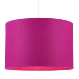 Happy Homewares Designer Raspberry rose Textured Linen Fabric Circular Lamp Shade - Size: 12 inches - thumbnail 2