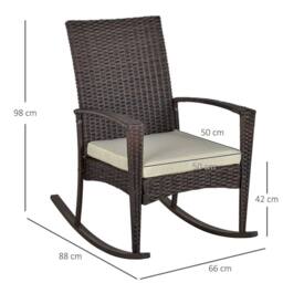 Kelvenix Garden Rattan Rocking Chair in Brown - Size: 0.6m2 - thumbnail 2