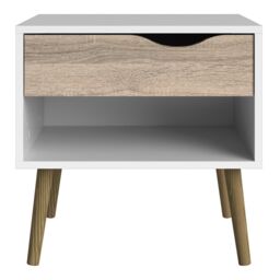 Furniture To Go Oslo Bedside 1 Drawer in White - thumbnail 2
