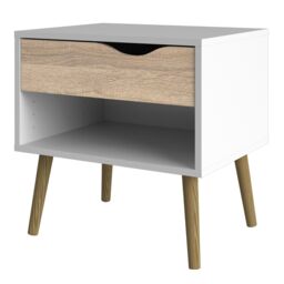 Furniture To Go Oslo Bedside 1 Drawer in White - thumbnail 3