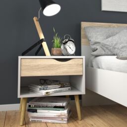 Furniture To Go Oslo Bedside 1 Drawer in White - thumbnail 6