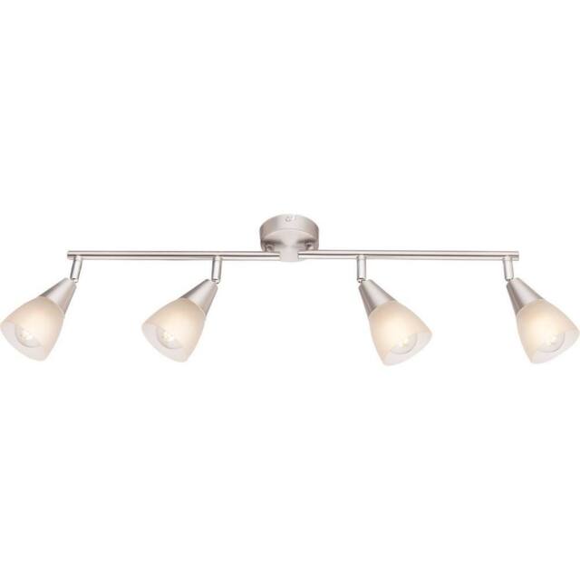 Netlighting Tadeus I Ceiling Spotlight Bar Nickel Matt Satined Glass Shade 4x E14 in Grey - image 1