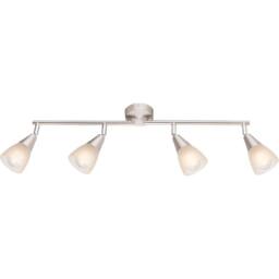 Netlighting Tadeus I Ceiling Spotlight Bar Nickel Matt Satined Glass Shade 4x E14 in Grey