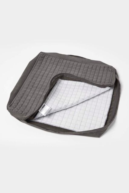 Homescapes Quilted Polyester Armchair Booster Cushion Cover in Grey - Size: 50 cm x 50 cm - image 1