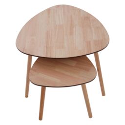 Orsina Set of 2 Nesting Tables, Wood Nest of Tables With Three Legs, Sleek & Sturdy Side Tables For Living Room in Natural - thumbnail 3