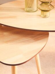Orsina Set of 2 Nesting Tables, Wood Nest of Tables With Three Legs, Sleek & Sturdy Side Tables For Living Room in Natural - thumbnail 6