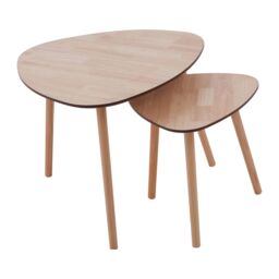 Orsina Set of 2 Nesting Tables, Wood Nest of Tables With Three Legs, Sleek & Sturdy Side Tables For Living Room in Natural - thumbnail 2