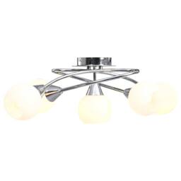 Berkfield Home Elegant Ceiling Lamp with Ceramic Shades for 5 E14 Bulbs White Bowl - thumbnail 2