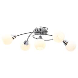 Berkfield Home Elegant Ceiling Lamp with Ceramic Shades for 5 E14 Bulbs White Bowl