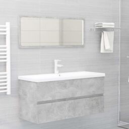 Berkfield Home Sink Cabinet Concrete Grey 100x38.5x45 cm Engineered Wood - thumbnail 3