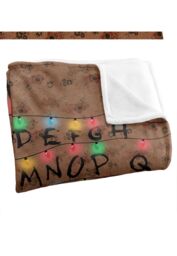 Stranger Things Christmas Lights Alphabet Officially Licensed Silky Touch Super Soft Throw Blanket 152 x 127 cm in White - thumbnail 3