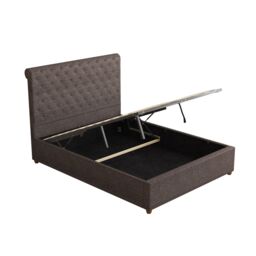 Aspire Taylor Ottoman Storage Bed Frame in Saxon Twill Fabric in Charcoal - Size: Small Double - thumbnail 7