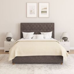 Aspire Taylor Ottoman Storage Bed Frame in Saxon Twill Fabric in Charcoal - Size: Small Double - thumbnail 2