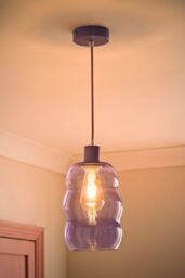 ValueLights Lolly Lilac Glass Bubble Pendant Ceiling Light with Bulb - thumbnail 2