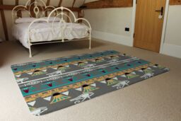 Benjamin Tate Design Tribal Art, Egyptian Vintage Ethnic Silhouettes Designer Rug in Natural - Size: Large - thumbnail 3