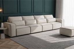 Stratus Interiors Sloane 2-Tone Modular Sofa - Custom Contrast Piping - 4 Seater in Cream