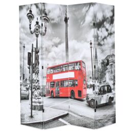 Berkfield Home Folding Room Divider 160x170 cm London Bus Black & White - thumbnail 1
