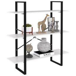 Berkfield Home Book Cabinet White 100x30x105 cm Engineered Wood - Size: 100 x 30 x 105 cm - thumbnail 3