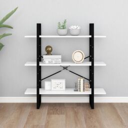 Berkfield Home Book Cabinet White 100x30x105 cm Engineered Wood - Size: 100 x 30 x 105 cm - thumbnail 4