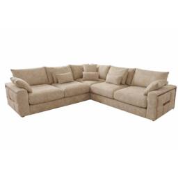 Furnishings For Less UK Juno L Shaped Large 5 Seater Corner Sofa Modern Fabric Beige - thumbnail 4