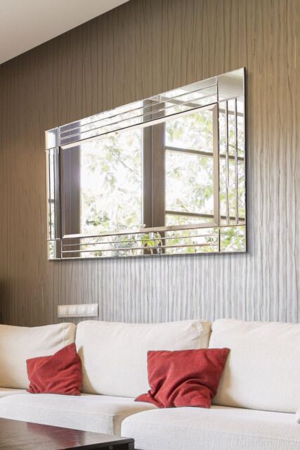 MirrorOutlet 'Milton' All Glass Bevelled Square Corner Large Dress Mirror 120 x 80 CM in Clear - image 1