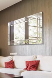 MirrorOutlet 'Milton' All Glass Bevelled Square Corner Large Dress Mirror 120 x 80 CM in Clear