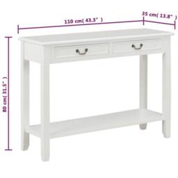 Berkfield Home Console Table White 110x35x80 cm Wood - Size: 110 x 35 x 80 cm - thumbnail 8
