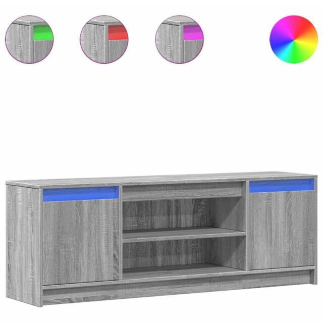 Berkfield Home TV Cabinet with LED Grey Sonoma 139.5x34x50 cm Engineered Wood - image 1