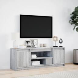Berkfield Home TV Cabinet with LED Grey Sonoma 139.5x34x50 cm Engineered Wood - thumbnail 4