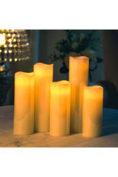 Living and Home 5Pcs Remote-Controlled LED Flameless Candle Set in Beige - thumbnail 2
