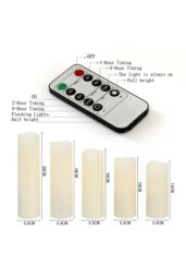Living and Home 5Pcs Remote-Controlled LED Flameless Candle Set in Beige - thumbnail 6