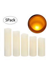 Living and Home 5Pcs Remote-Controlled LED Flameless Candle Set in Beige - thumbnail 4