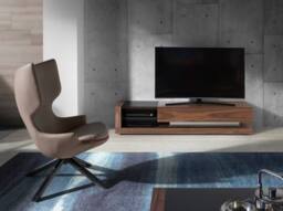 Angel Cerda Walnut TV Cabinet with Black Tinted Glass Top in Brown - thumbnail 3