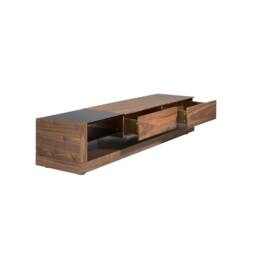 Angel Cerda Walnut TV Cabinet with Black Tinted Glass Top in Brown - thumbnail 6