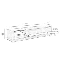 Angel Cerda Walnut TV Cabinet with Black Tinted Glass Top in Brown - thumbnail 8