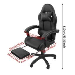 KORVIXA New Gaming Chair Swivel Home Office Chair in Black - Size: 100 cm x 100 cm - thumbnail 2