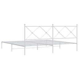 Berkfield Home Metal Bed Frame without Mattress with Headboard White 200x200cm - Size: 200x200 cm - thumbnail 6