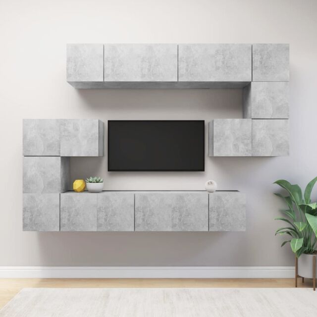 Berkfield Home 10 Piece TV Cabinet Set Concrete Grey Engineered Wood - image 1