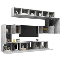 Berkfield Home 10 Piece TV Cabinet Set Concrete Grey Engineered Wood - thumbnail 3