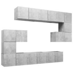 Berkfield Home 10 Piece TV Cabinet Set Concrete Grey Engineered Wood - thumbnail 2