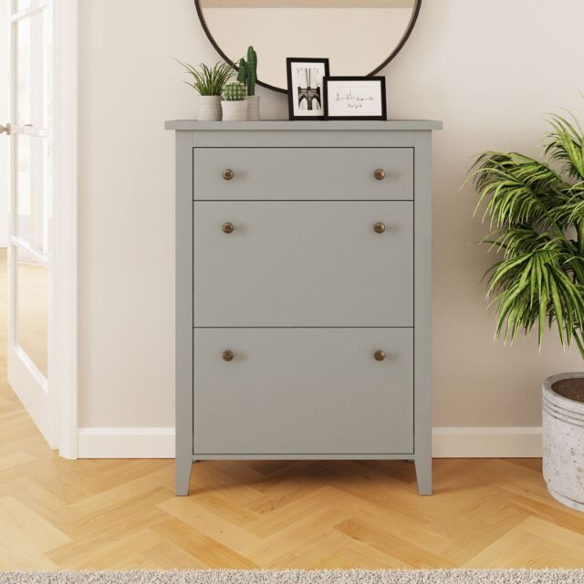 GFW Deluxe Two Tier Shoe Cabinet in Grey - image 1