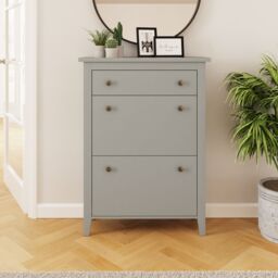 GFW Deluxe Two Tier Shoe Cabinet in Grey - thumbnail 1