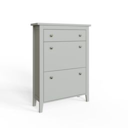 GFW Deluxe Two Tier Shoe Cabinet in Grey - thumbnail 5
