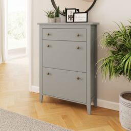 GFW Deluxe Two Tier Shoe Cabinet in Grey - thumbnail 2
