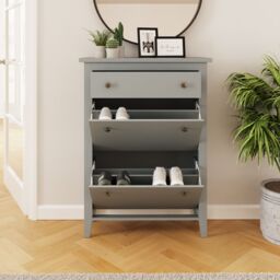 GFW Deluxe Two Tier Shoe Cabinet in Grey - thumbnail 4