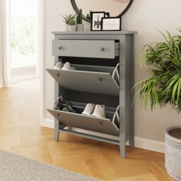 GFW Deluxe Two Tier Shoe Cabinet in Grey - thumbnail 3