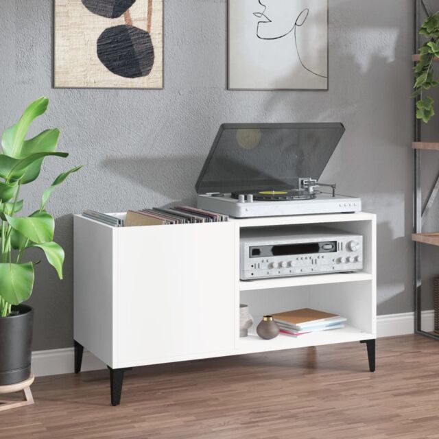 Berkfield Home Record Cabinet White 84.5x38x48 cm Engineered Wood - image 1