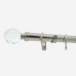 New Edge Blinds Stainless Steel 28mm Glass Bubbles Fixed Length Metal Curtain Pole in Light Grey - Size: 95 cm - thumbnail 2
